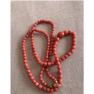 Antique Faceted Coral Bead Necklace 18k clasp